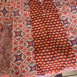 fig and flower Red and Orange Patterned A-Line Skirt